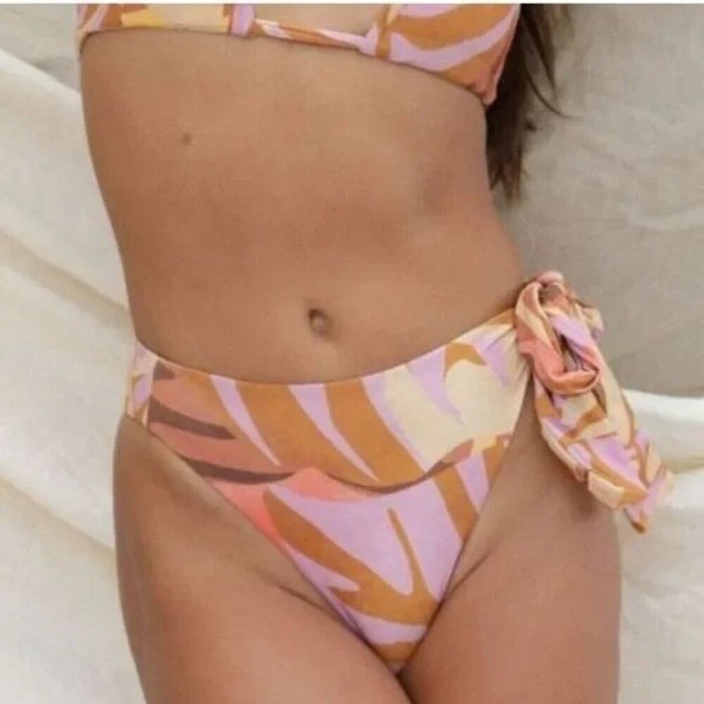 Stone Fox Swim x Free People June Bikini Bottom in Tropic Print NWT Small